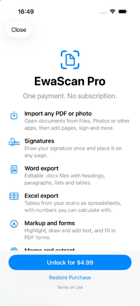 EwaScan Pro features